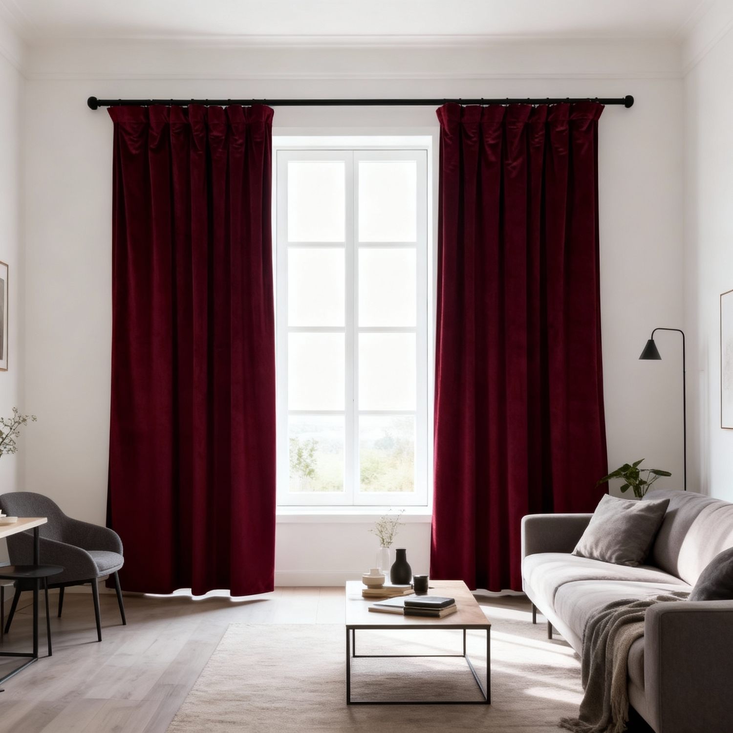 Extra bred ljuddämpande gardin – Silent Curtain Feltra (420cm 180cm Röd (61) Med mörkläggning)