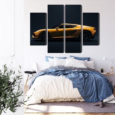 Ljuddämpande tavla - Yellow 3d sports car