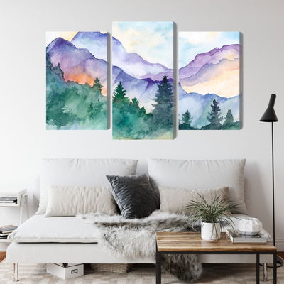 Ljuddämpande tavla - Painted mountain landscape