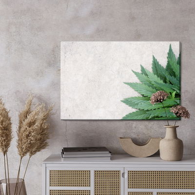 Ljuddämpande tavla - Green leaves on a gray