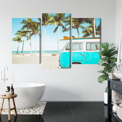 Ljuddämpande tavla - Retro car on the beach 3d