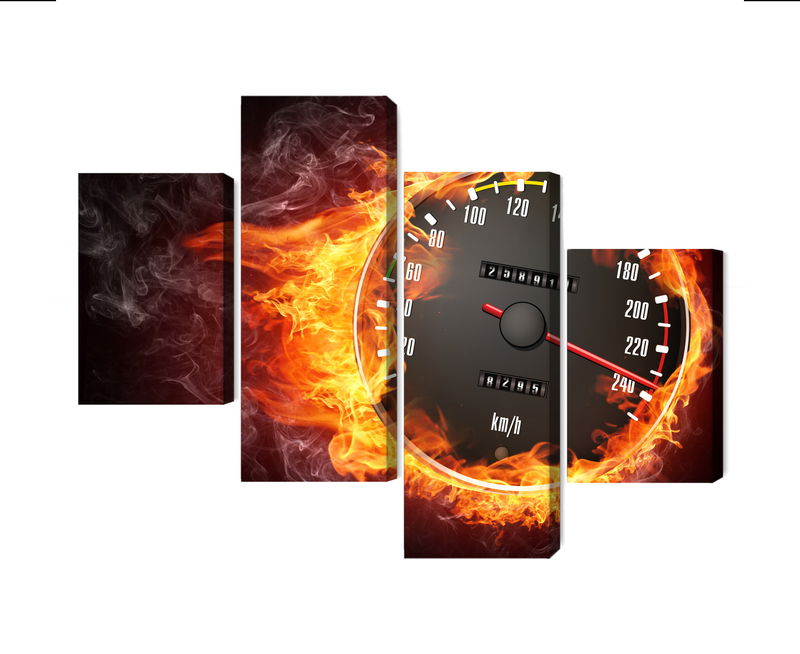 Ljuddämpande tavla - Speedometer in flames