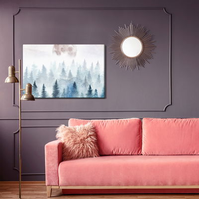 Ljuddämpande tavla - Moon above misty trees