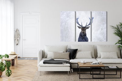 Ljuddämpande tavla - Deer in the winter 3d forest