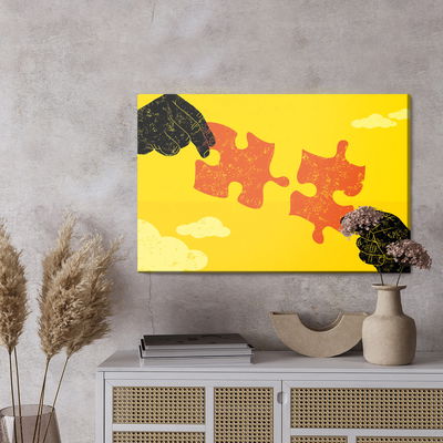 Ljuddämpande tavla - Connecting vintage puzzle