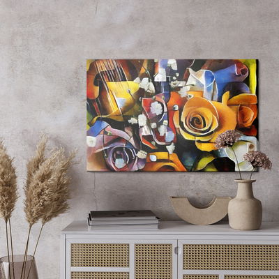 Ljuddämpande tavla - Flowers in a cubist style