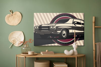 Ljuddämpande tavla - Classic muscle car in retro