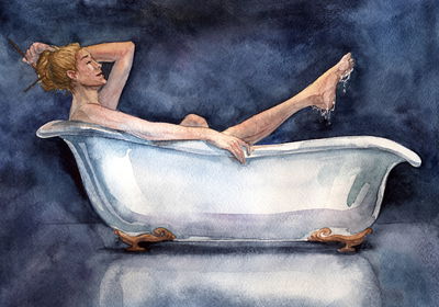 Ljuddämpande tavla - Woman in the bathtub