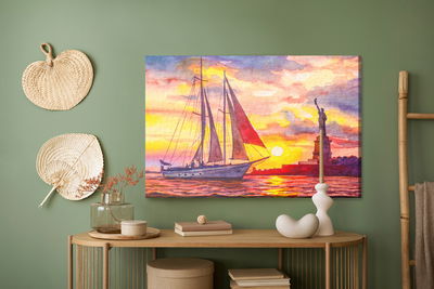 Ljuddämpande tavla - Sailboat and the statue