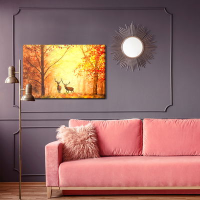 Ljuddämpande tavla - Deer in the autumn forest