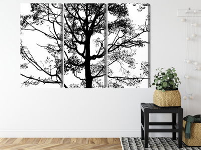 Ljuddämpande tavla - Black tree on a white