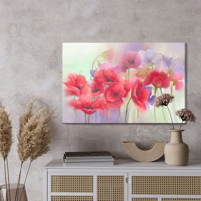 Ljuddämpande tavla - Colorful poppies painted