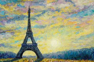 Ljuddämpande tavla - Eiffel tower and sunset