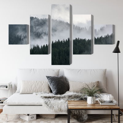 Ljuddämpande tavla - Misty 3d forest landscape