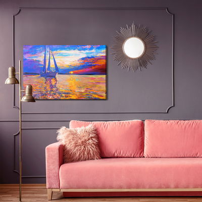 Ljuddämpande tavla - Colorful sunset by the sea