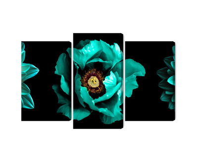 Ljuddämpande tavla - Turquoise flowers on a black