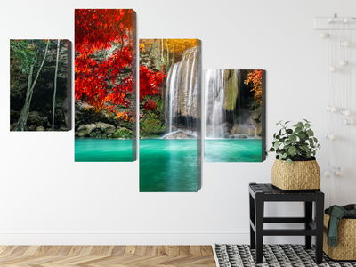 Ljuddämpande tavla - Cascade in the autumn forest