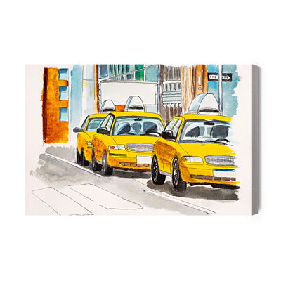 Ljuddämpande tavla - New York city taxis painted
