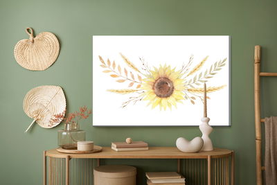 Ljuddämpande tavla - Sunflower with leaves