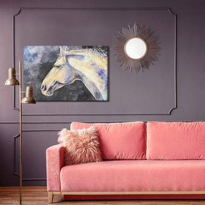 Ljuddämpande tavla - A light horse on a dark