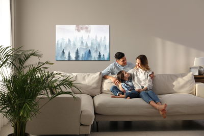 Ljuddämpande tavla - Moon above misty trees