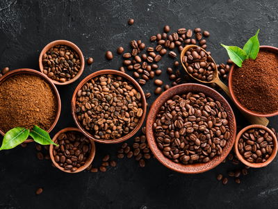 Ljuddämpande tavla - Ground coffee and beans