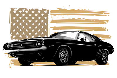 Ljuddämpande tavla - American muscle car with Usa