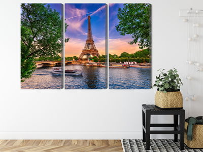 Ljuddämpande tavla - Eiffel tower and seine river