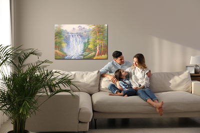 Ljuddämpande tavla - A waterfall in the mountains