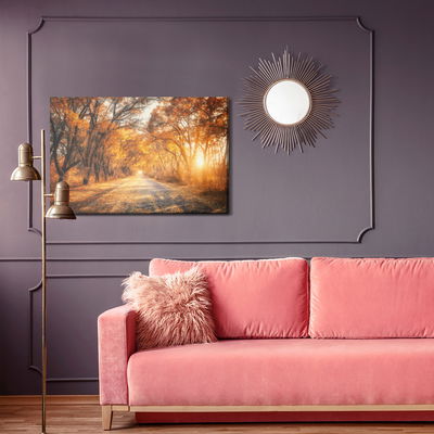 Ljuddämpande tavla - Road in the autumn 3d forest