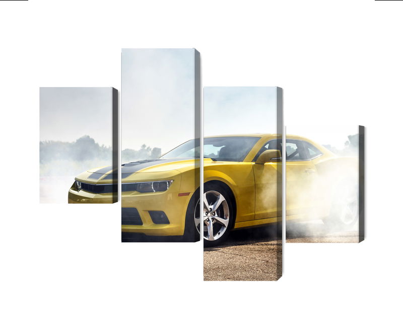Ljuddämpande tavla - 3d drifting yellow car