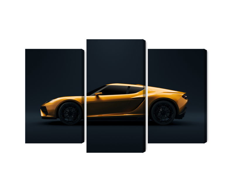 Ljuddämpande tavla - Yellow 3d sports car