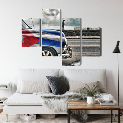 Ljuddämpande tavla - A car with a cuban flag