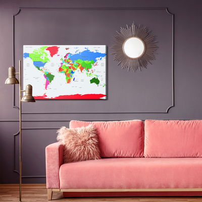 Ljuddämpande tavla - Colorful world political map