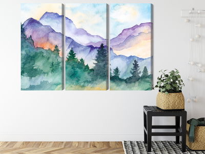 Ljuddämpande tavla - Painted mountain landscape