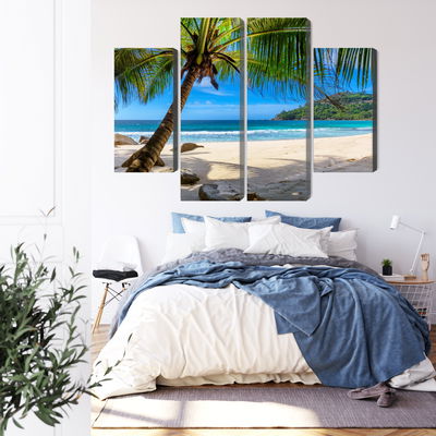 Ljuddämpande tavla - Tropical beach with 3d palm