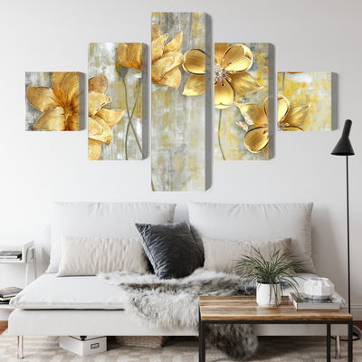 Ljuddämpande tavla - Decorative flowers in shades