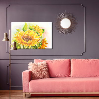 Ljuddämpande tavla - Watercolor sunflower flowers