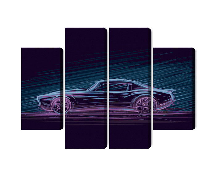 Ljuddämpande tavla - Neon muscle car