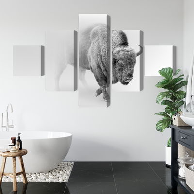 Ljuddämpande tavla - Bison in the fog 3d