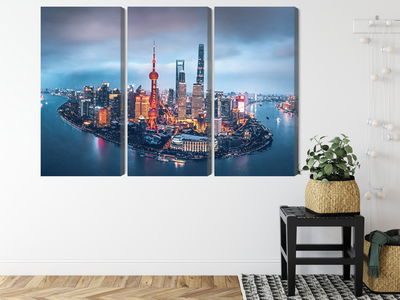 Ljuddämpande tavla - Shanghai panorama at night