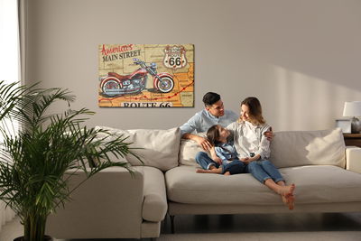 Ljuddämpande tavla - Motorcycle on the map