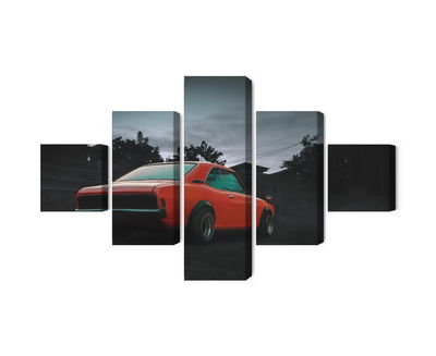 Ljuddämpande tavla - Orange retro car