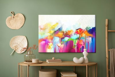 Ljuddämpande tavla - Colorful abstract flowers