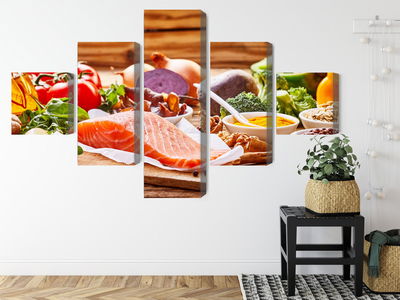 Ljuddämpande tavla - Salmon among vegetables