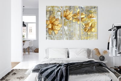 Ljuddämpande tavla - Decorative flowers in shades