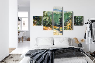 Ljuddämpande tavla - Forest landscape painted