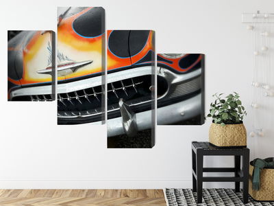 Ljuddämpande tavla - Historic car with flames