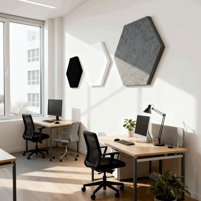 Ljudabsorbering till vägg - PES hexagon wall Ljudabsorbering till vägg - PES hexagon wall