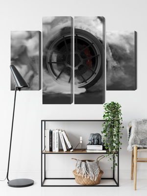 Ljuddämpande tavla - Car wheel in a cloud of 3d